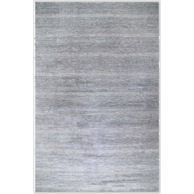 Tapis gris anthracite et ivoire noué à la main de haute qualité