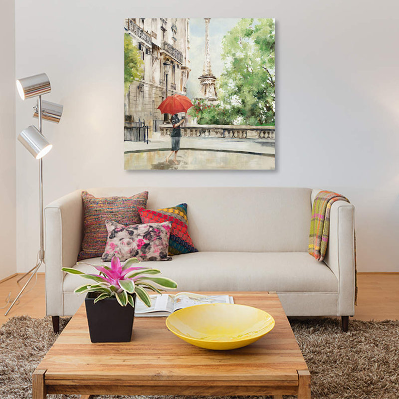 « paris walk », impression sur toile, H 37 po x l 37 po x P 1,5 po, Pas de tapis, Toile tendue