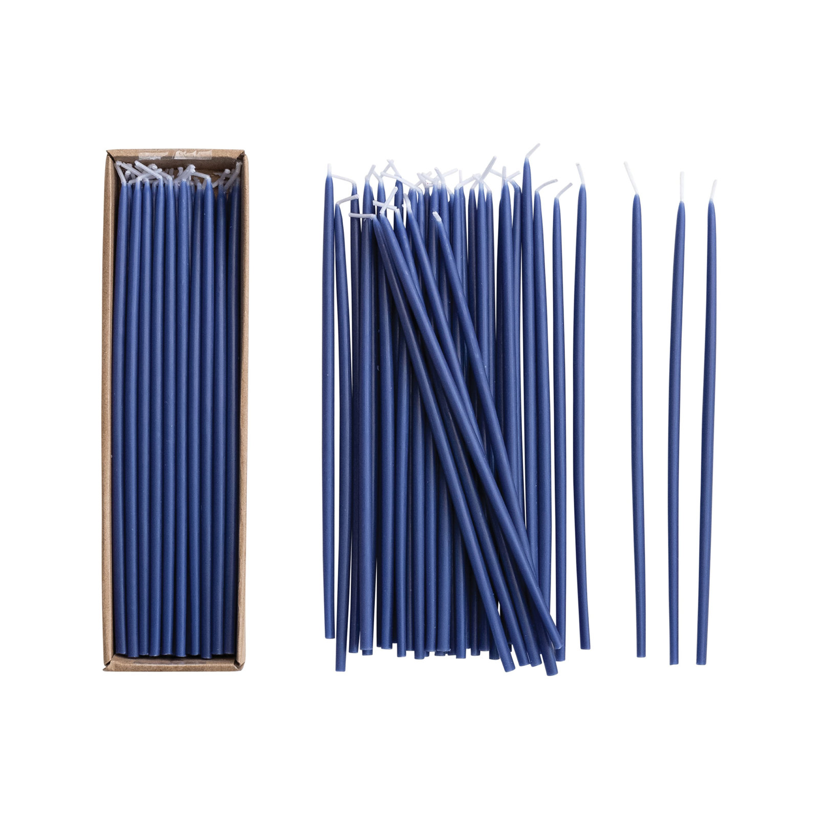 Unscented Thin Taper Candles In Box, Navy, 10" L x 0.25" W