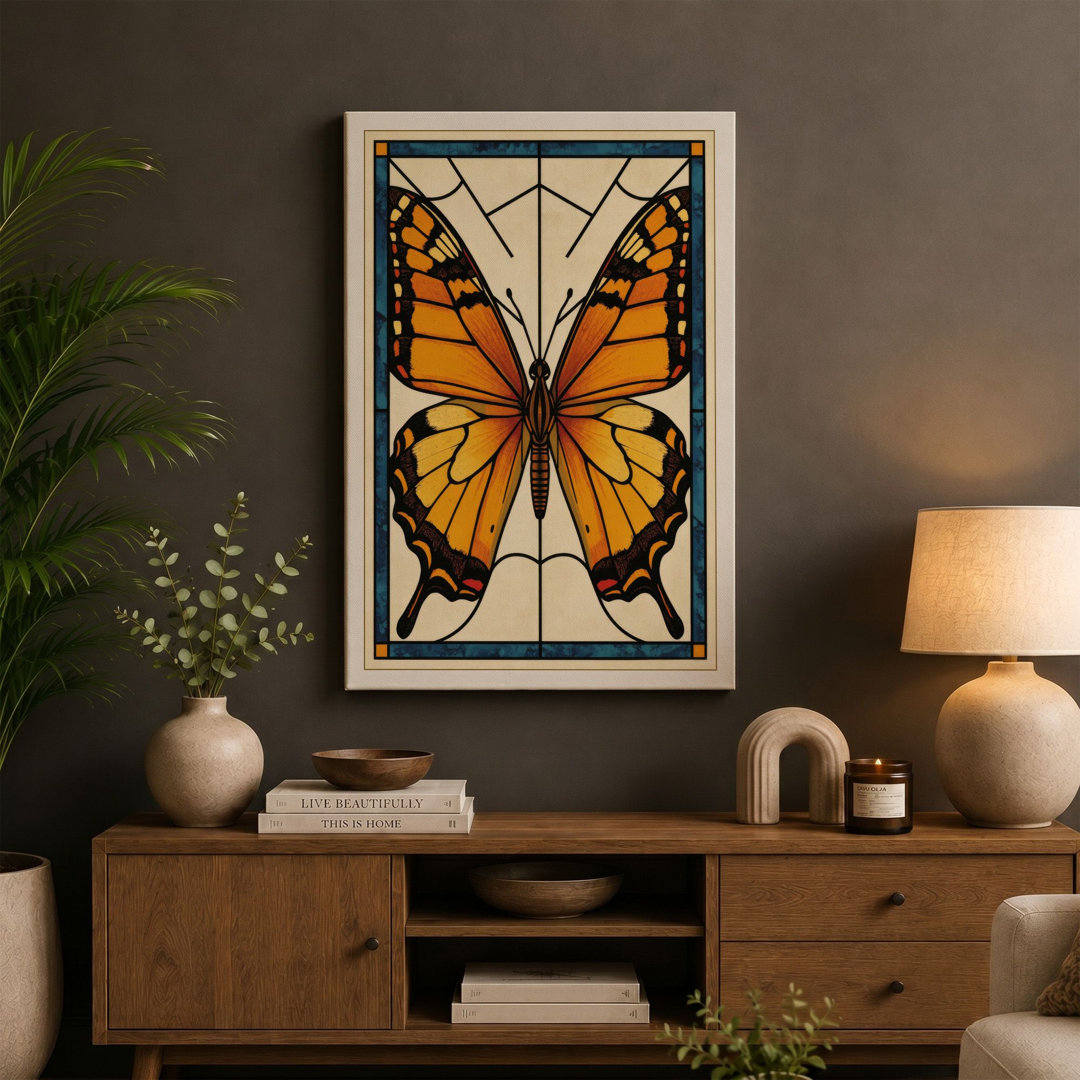Symmetrical Butterfly Art Deco - Wrapped Canvas
