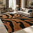 1PC Abstract Black and Brown Organic Leaf Pattern area rugs for Living Room, Soft and Comfortable, Suitable for all seasons, easy-to-maintain, machine washable Indoor floor mat, Under Table Farmhouse suitable for dining table, bedroom, entryway,-545300219