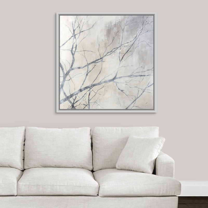 « au-delà de la fenêtre d’appui », peinture sur toile, H 37,7 po x l 37,7 po x P 1,75 po, Cadre flottant blanc