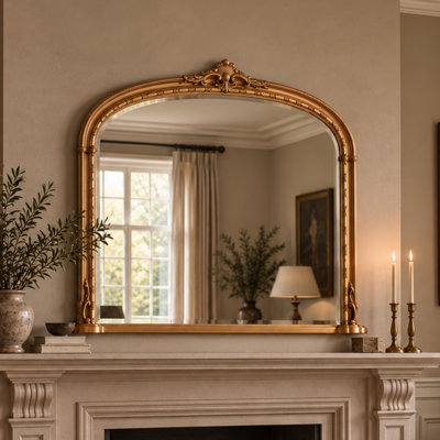 Overmantle Arched Bevelled Victorian Mirror