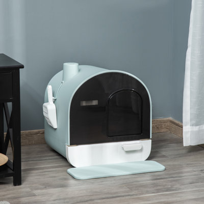 Bac à litière pour chat 17 po x 17 po x 18,5 po avec couvercle - plateau inclus, filtre améliorant les conditions d'hygiène et de propreté, facile pour les chats d'intérieur, préserve un environnement frais