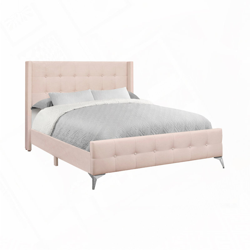 Lit plateforme tapissier en velours