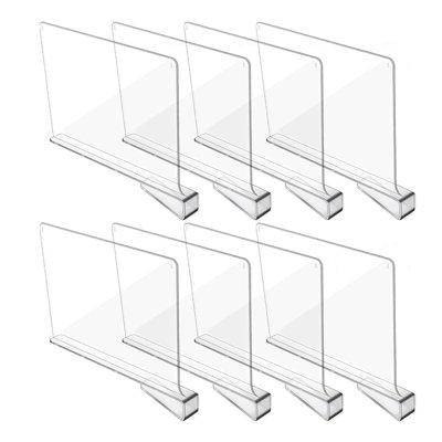 Acrylic Shelf Dividers For Closet Organization, Closet Shelf Organizer Closet Separator For Wood Shelves Clear Shelf Dividers For Closets (8 Pack)