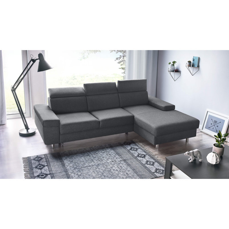 Velvet L-Shaped Sectional Reversible, Black
