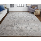 Callao Oriental Machine Woven Ivory/Silver Area Rug