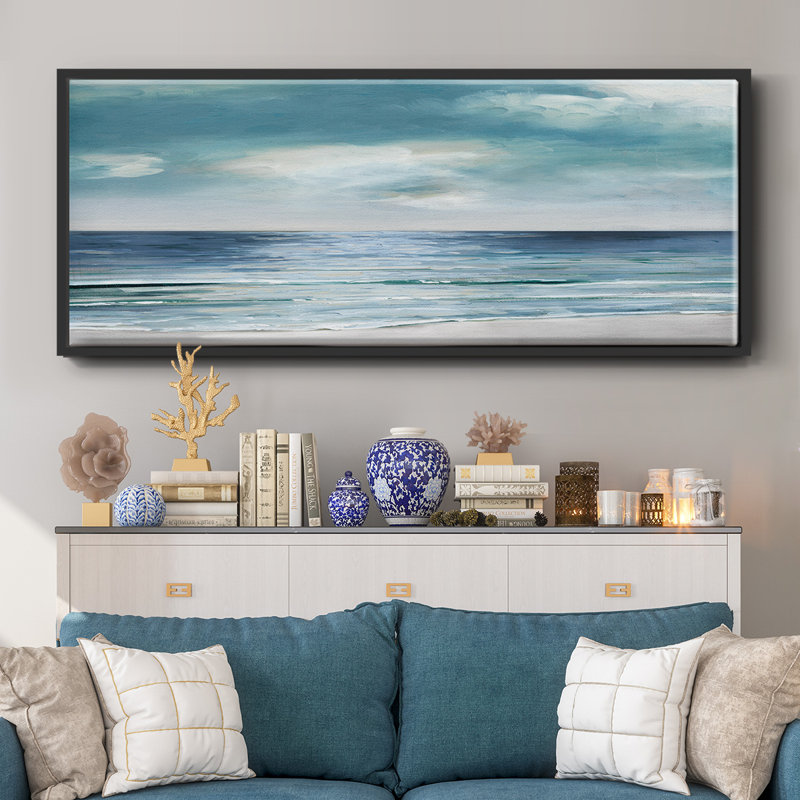 Blue Silver Shore- Framed Canvas