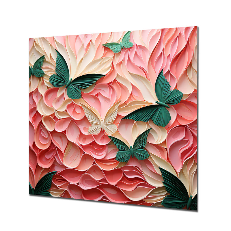 Détaillée, harmonie de papillon vert - art mural en métal avec un animal papillon, H 29 po x l 29 po x P 1,5 po