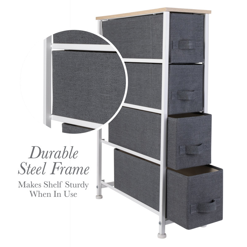 Commode de rangement 4 tiroirs Oleary, Gris foncé