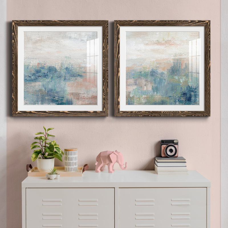 Cottage Grove I - ensemble de 2 peintures encadrées, Encadré de bois de noyer, H 35,5 po x l 71 po x P 1,5 po