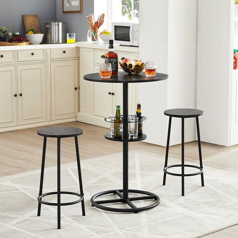 2 - Person Pedestal Dining Set, Black