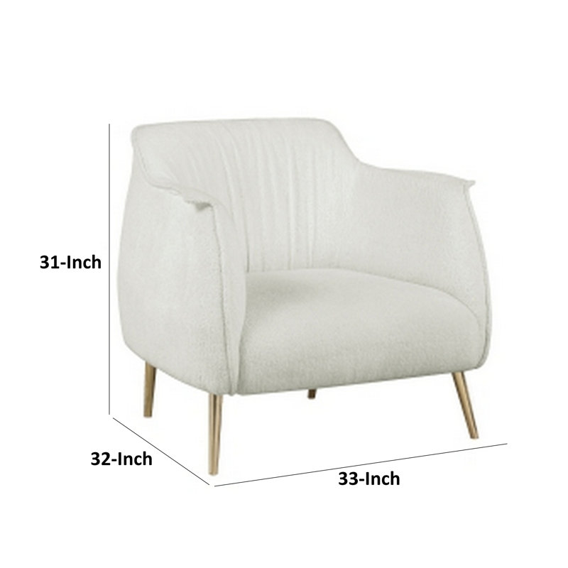 Fauteuil d'appoint 33 po Nagelly - Fauteuil d'appoint Boucle, Tissu blanc, Doré