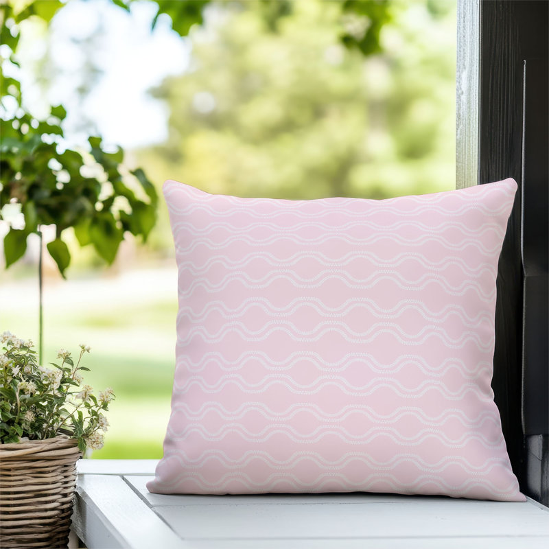 Coussin décoratif floral Wavy Vine - résistant aux rayons UV et aux intempéries, Square 18", Pink