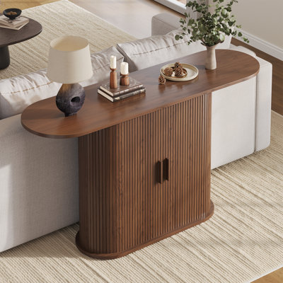 Modern 55.12'' Console Table with Double Door Storage Cabinet for Hallway or Living Room