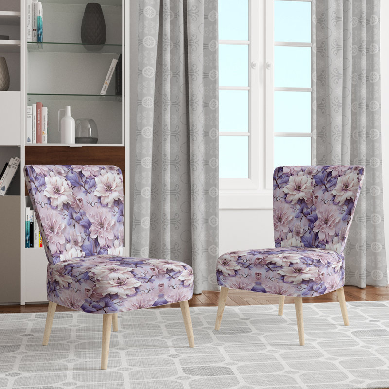Chaise d'appoint rembourrée Cottage A, Motif victorien élégance florale éthérée II