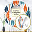 Orange And Blue Botanical Symphony I - Abstract Orange Large Round Mirror-97182873