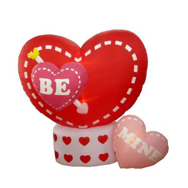 72" Bright White Polyester Valentine's Day Inflatable Hearts with LED Lights