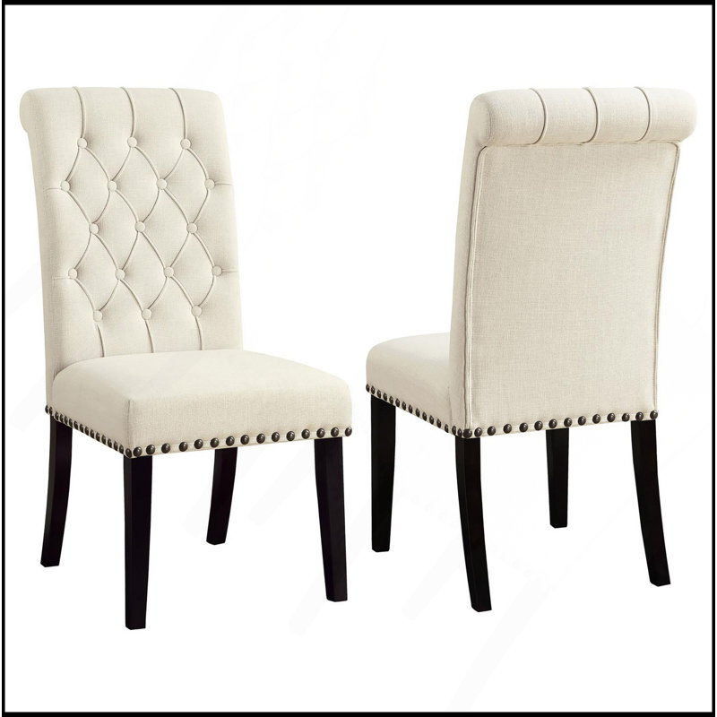  Ensemble de 2 chaises d'appoint capitonnées, Tissu beige