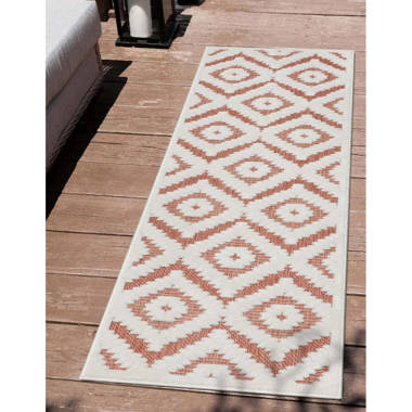 Scrabe Rib Waterproof Non-Slip Rubberback Ribbed Red Indoor/Outdoor Utility  Rug