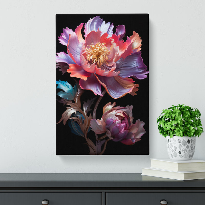 Peony Flower Neo-Plasticism No.3 - No Frame Print, 76cm H x 50cm W x 3cm D