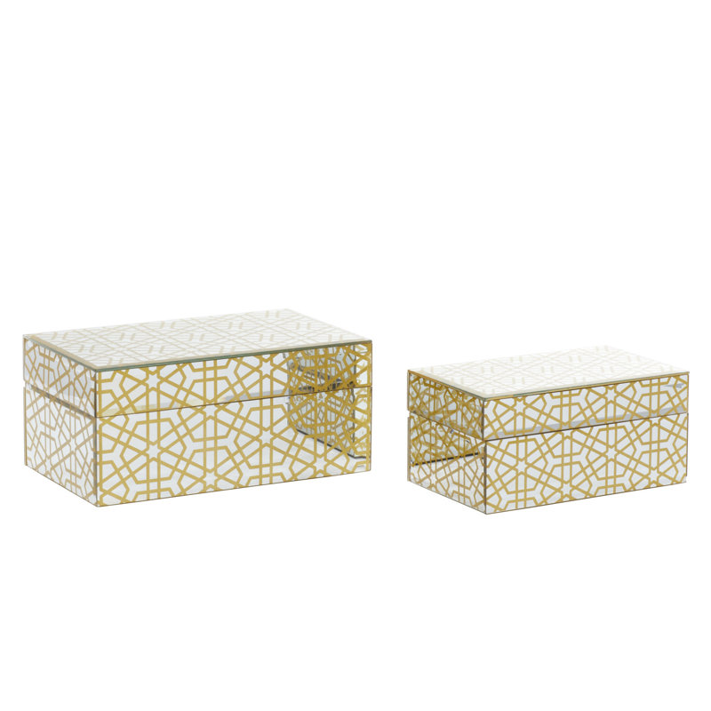 Cosmo living par Cosmopolitan, ensemble de 2 boîtes en bois doré Glam, 11 po, 9 po