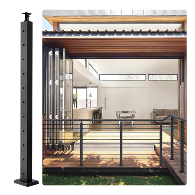 Cable Railing Post Level Deck Stair Post 36 x 0.98 x 1.97" Cable Handrail Post Stainless Steel Brushed Finishing Deck Railing Pre-Drilled Pickets with Mounting Bracket LGZHY91.42.5520JLV0