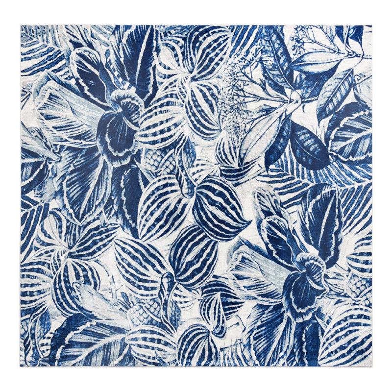 Tapis bleu marine à tissage unique, Carré 7 pi 10 po