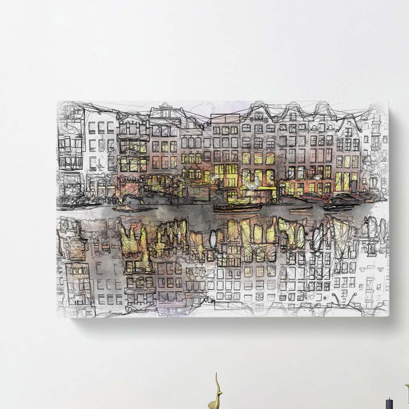 Amsterdam at Night in Abstract - Wrapped Canvas, 40cm H x 60cm W x 3cm D