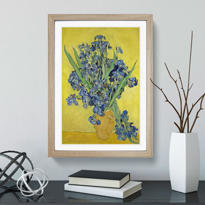 Iris Flowers in a Vase by Vincent Van Gogh - Picture Frame Painting on MDF