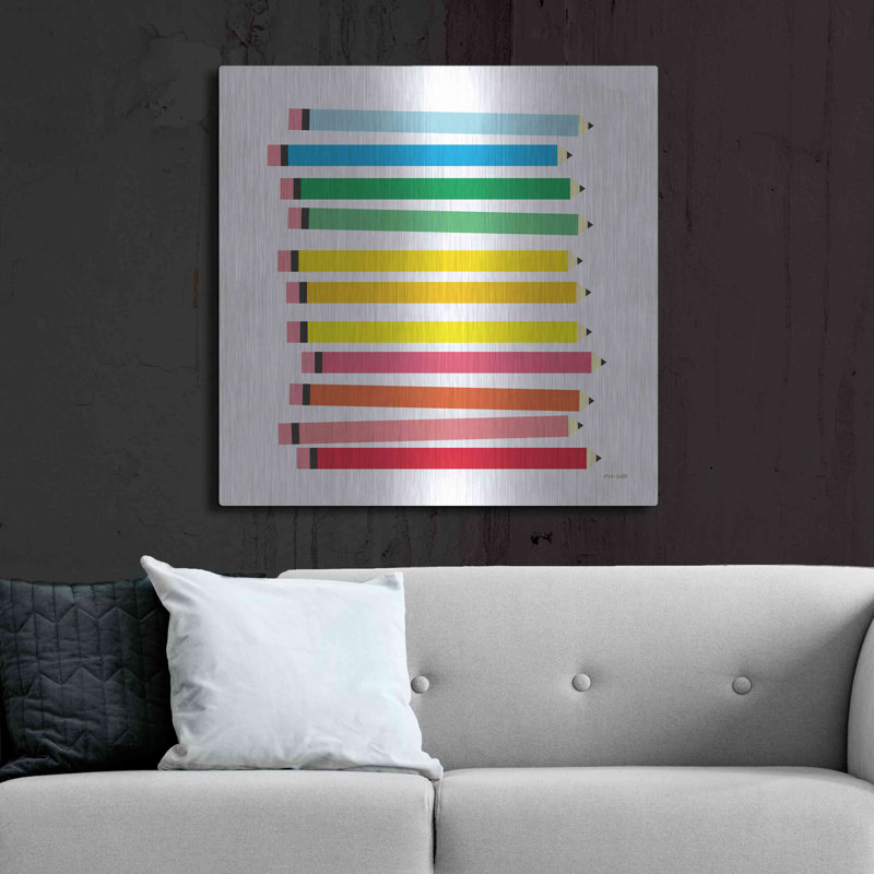 «Ivory Bronx» «Colored Pencils» par Ann Kelle Designs, art mural en métal, H 36 po x l 36 po