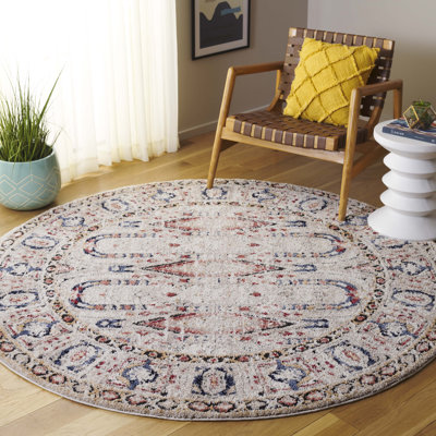 Tapis oriental en polypropylène tissé à la machine en brun / bleu