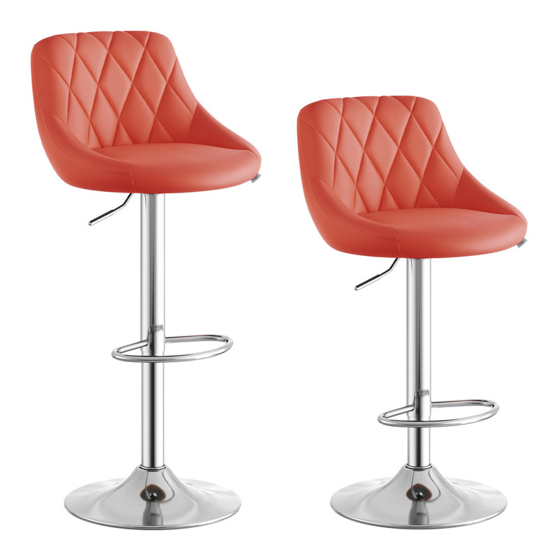 Swivel Upholstered Adjustable Height Counter Stool, 4, Red