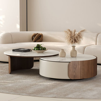 Cream style microcrystalline stone end table