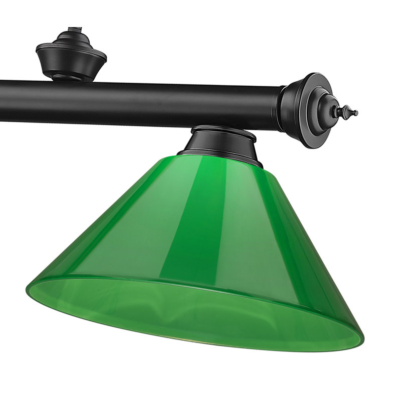 Luminaire suspendu linéaire 3 lumières Annaleisa, Vert, Noir mat