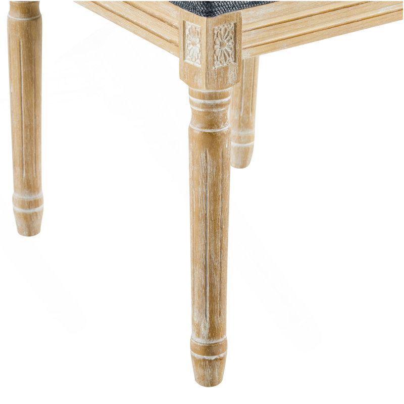 Ensemble de 2 chaises de salle à manger French Country - Dossier élégant en canne et sièges rembourrés avec pieds cannelés - Finition rustique patinée - Structure en bois d'hévéa - Chaises de cuisine et de salle à manger d'inspiration rétro