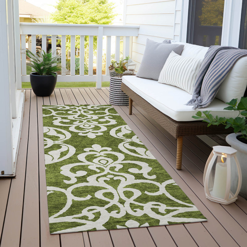 Chayden Washable Damask Indoor / Outdoor Rug, Runner 2'3" x 7'6"