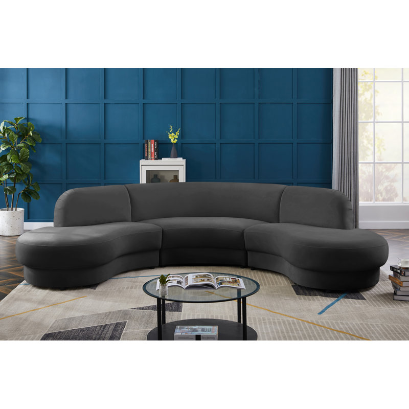 Canapé modulaire 135 po, Velours gris