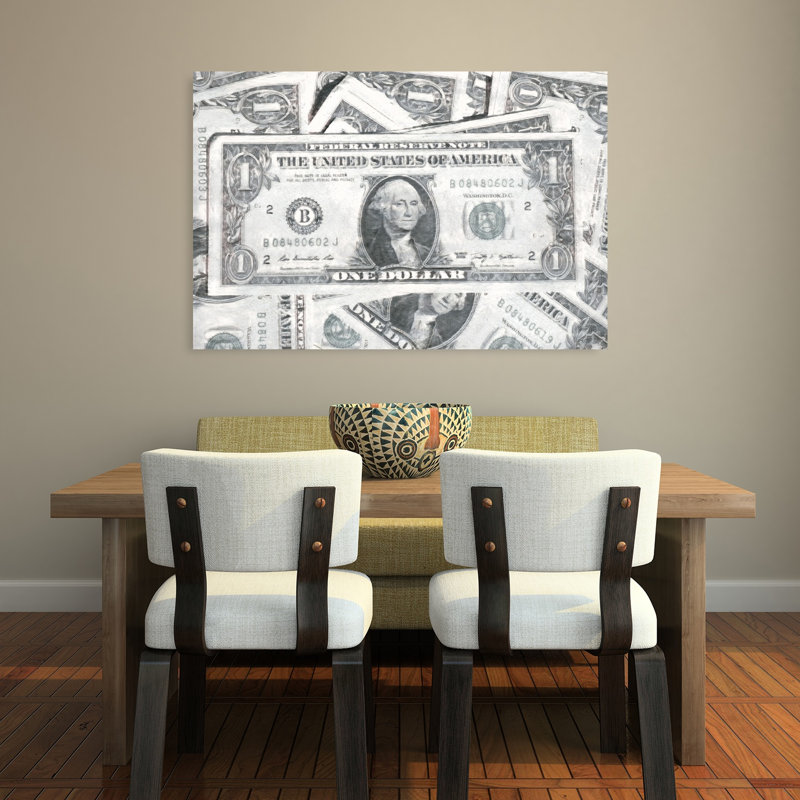 American Dollar Bills Contemporary Wall Art Print 1 Piece Wrapped Canvas Wall Art, 81.28cm H x 121.92cm W