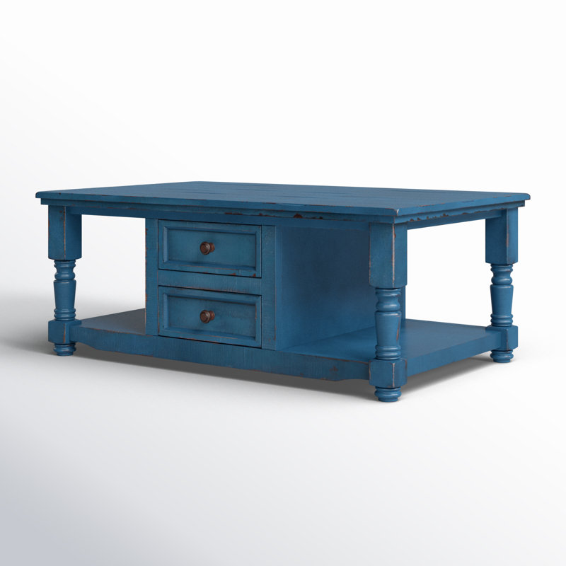 Griselde Solid Wood Single Coffee Table, Dark Blue