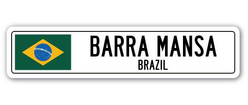 Plaque de rue en aluminium Buie Barra Mansa, drapeau du Brésil, H 8 po x l 36 po x P 1 po