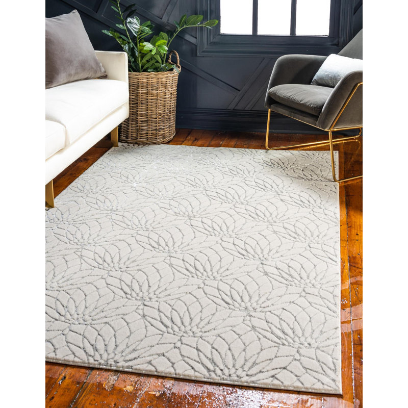 Tapis ivoire Glitzy, Rectangle 6 pi 1 po x 9 pi