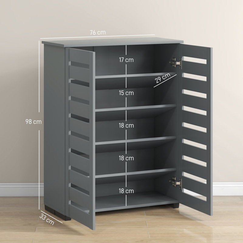 15 Pair Shoe Storage Cabinet, Grey