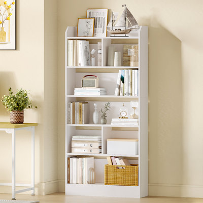 Bookshelf, bookcase, with 6 compartments, storage shelf, freestanding shelf, for living room, office, bedroom
