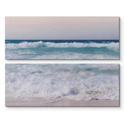 Plage sur l'océan, reproduction sur toile 2 pièces