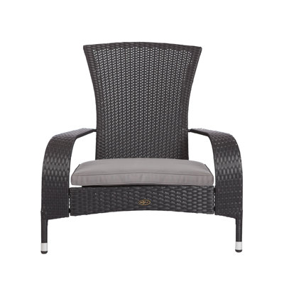 Patio Sense Coconino Wicker Chair All Weather Adirondack Style Chair Grey Outdoor Cushion Included - Black by PatioSense