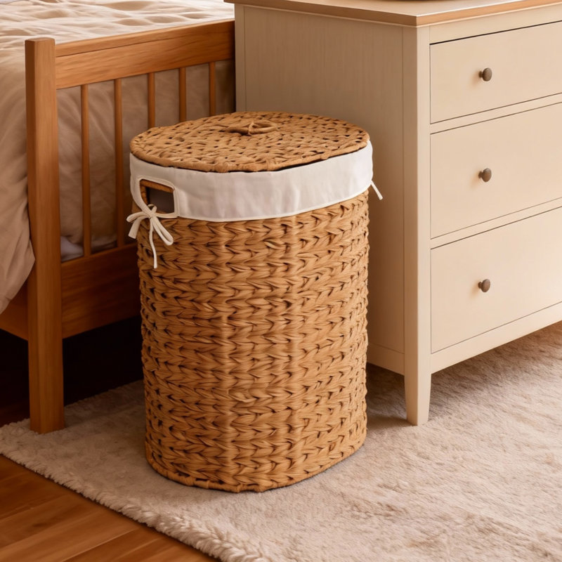 Panier à linge ovale en résine avec couvercle et poignées Abercromby