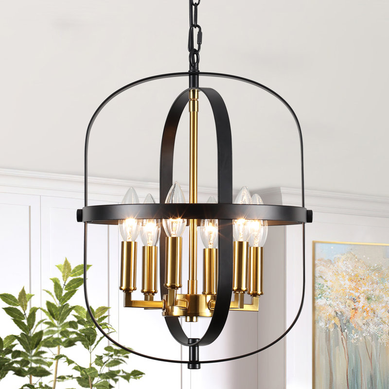 Luminaire suspendu de style lanterne à 6 lumières de 12,72 po à 6 lumières à intensité variable pour îlot de cuisine
