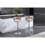 Tabourets de bar roses de 2, réglables en hauteur avec poignée relevable, base, revêtement en velours, coussin rembourré en mousse, structure en métal stable, méthode d'installation facile, capacité de poids de 300 lb, fabrication